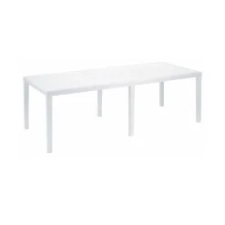 Tavolo da giardino allungabile 8-10 posti 150/220x90cm effetto rattan bianco - Abbaviva