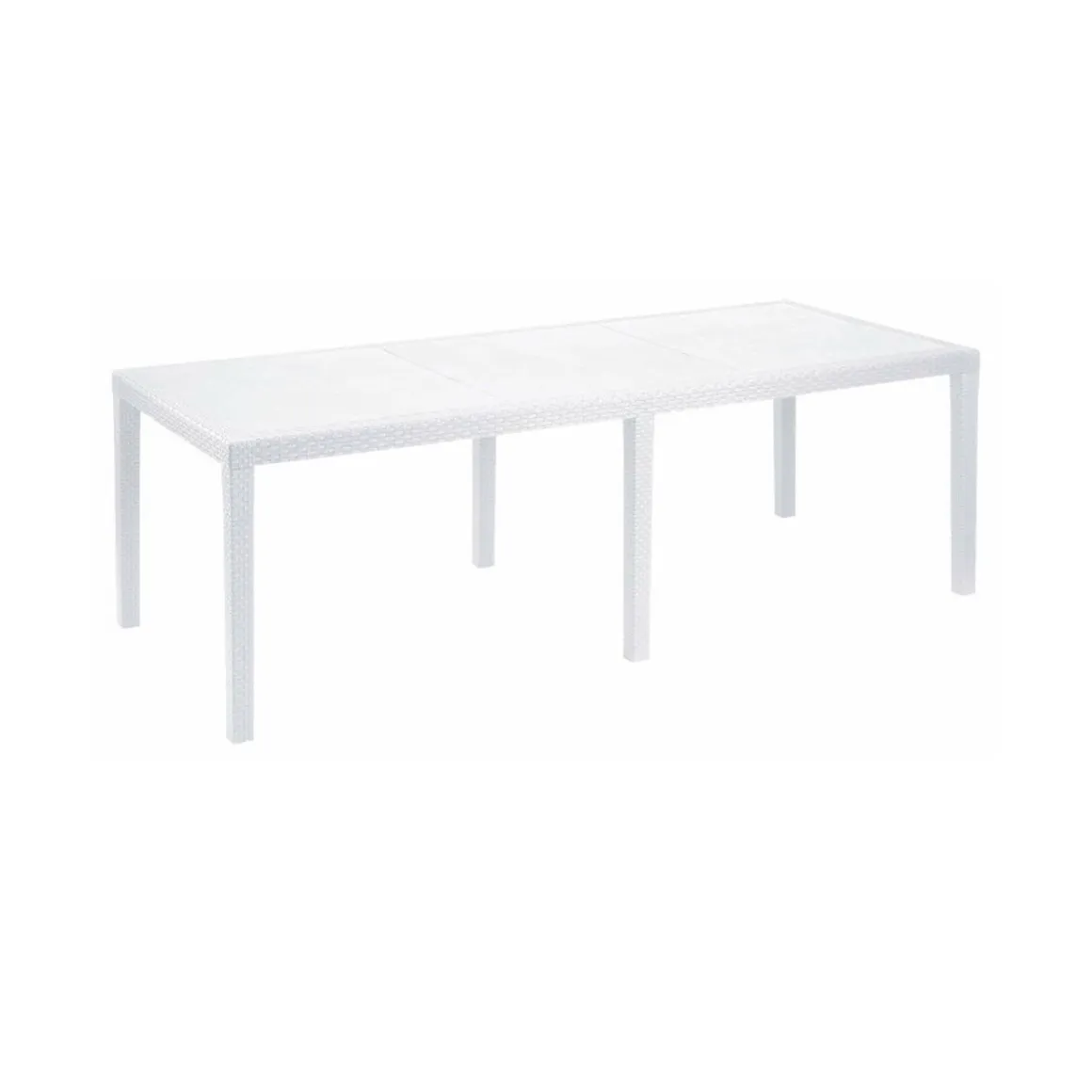 Tavolo da giardino allungabile 8-10 posti 150/220x90cm effetto rattan bianco - Abbaviva
