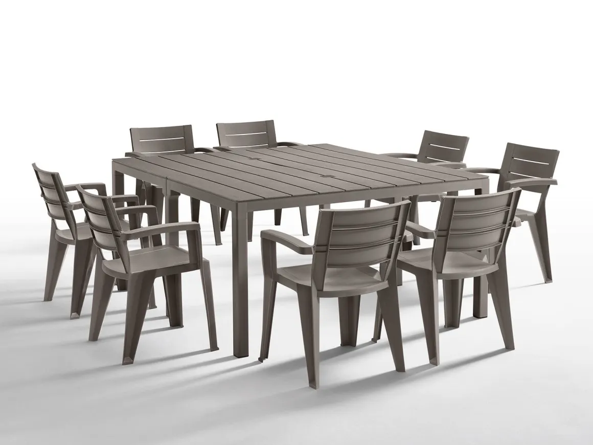 Tavolo da giardino allungabile 8-12 posti 146/292x86cm tortora - Campana