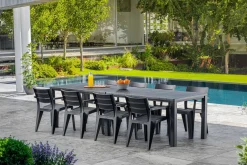 Tavoli Da Esterno > Dmora Tavolo da giardino allungabile 8-12 posti 147/294x90cm antracite - Brossard Nero Antracite
