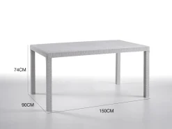 Tavoli Da Esterno|Outdoor > Dmora Tavolo da giardino effetto rattan 10 posti 150x90cm - Adila Bianco