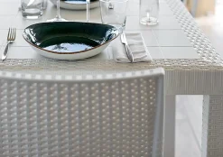Tavoli Da Esterno|Outdoor > Dmora Tavolo da giardino effetto rattan 10 posti 150x90cm - Adila Bianco