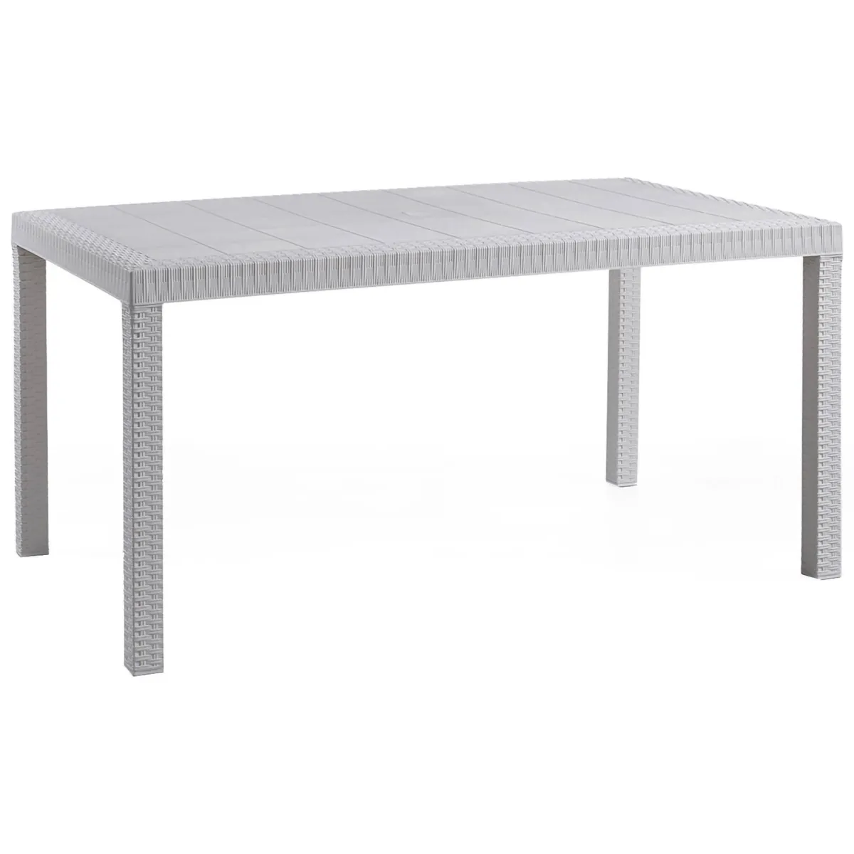 Tavoli Da Esterno|Outdoor > Dmora Tavolo da giardino effetto rattan 10 posti 150x90cm - Adila Bianco