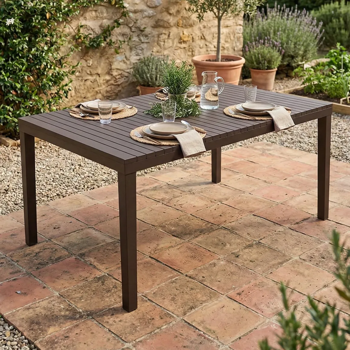 Tavolo da giardino 6 posti 150x90cm antracite - Askia