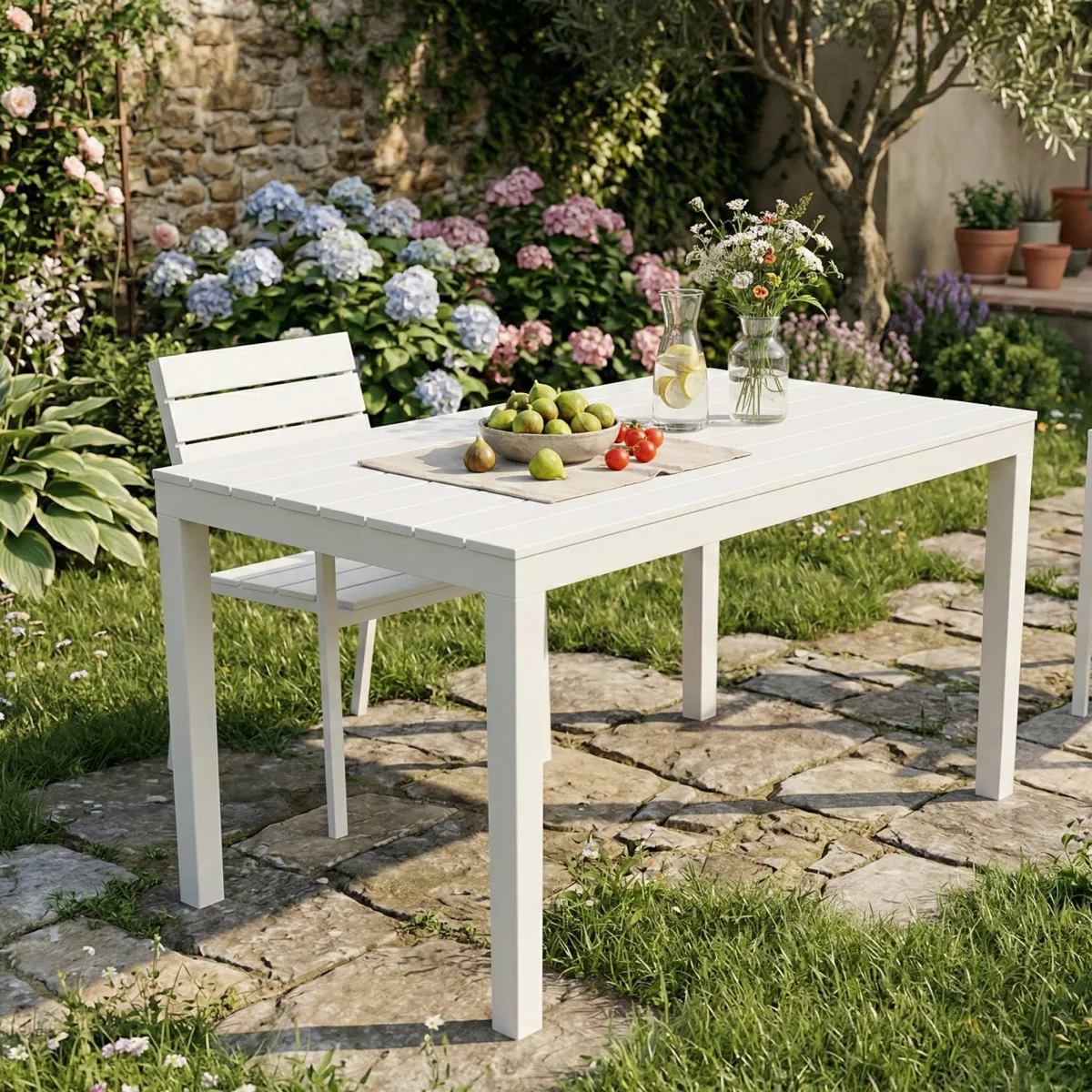 Tavoli Da Esterno|Outdoor > Dmora Tavolo da giardino 10 posti 80x138cm - Asar Bianco