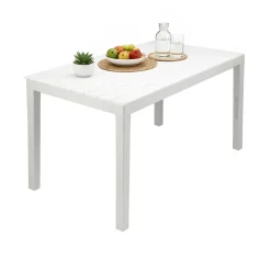 Tavoli Da Esterno|Outdoor > Dmora Tavolo da giardino 10 posti 80x138cm - Asar Bianco