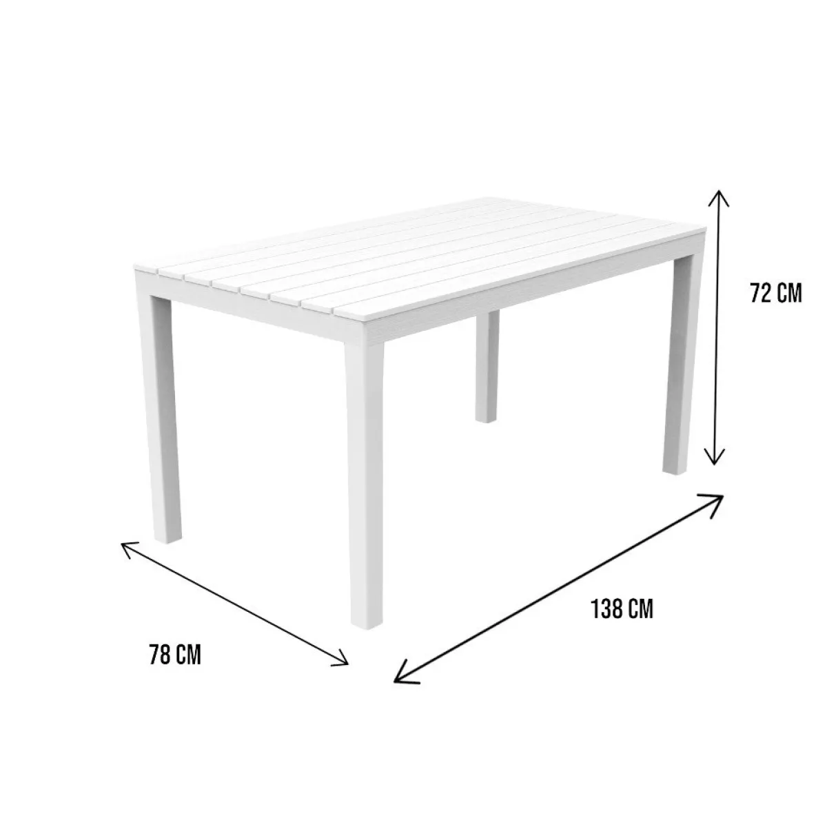 Tavoli Da Esterno|Outdoor > Dmora Tavolo da giardino 10 posti 80x138cm - Asar Bianco