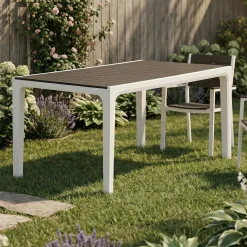 Tavolo da giardino 6 posti 160x90cm bianco e grigio scuro - Nanaimo