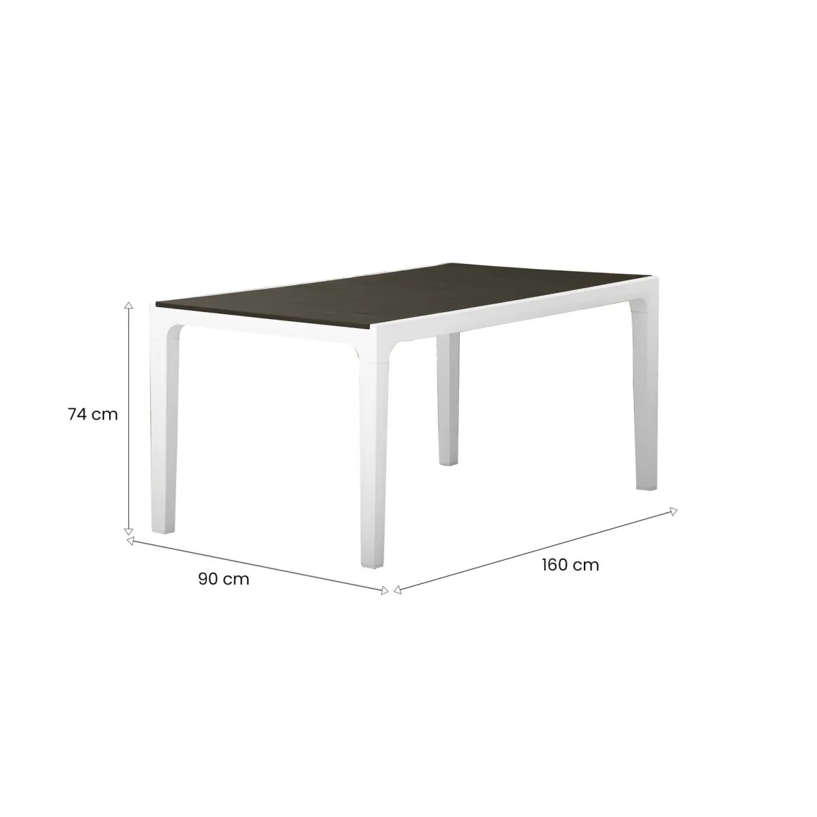 Tavolo da giardino 6 posti 160x90cm bianco e grigio scuro - Nanaimo