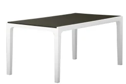 Tavolo da giardino 6 posti 160x90cm bianco e grigio scuro - Nanaimo
