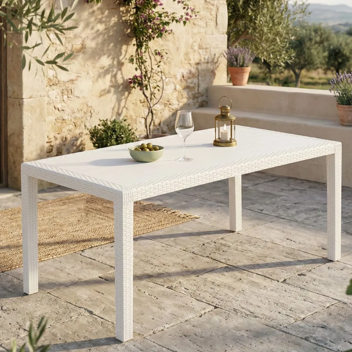 Tavolo da giardino 8 posti 138x78cm bianco - Arca
