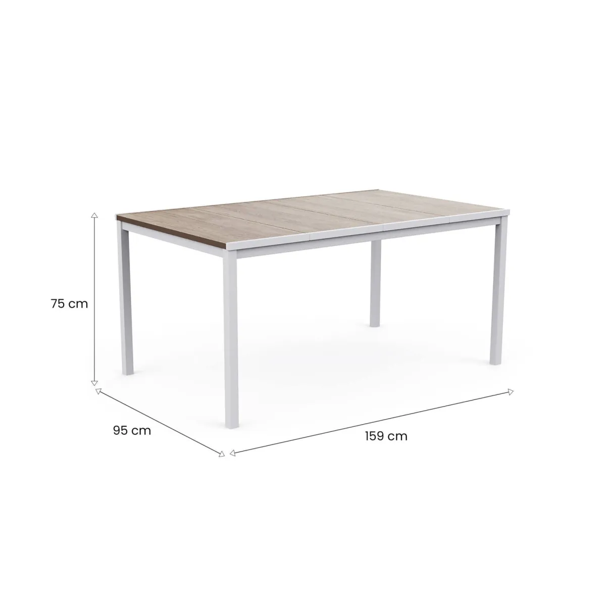 Tavoli Da Esterno > Dmora Tavolo da giardino 6 posti 159x95cm rovere e bianco - Sarnia Bianco, Marrone Rovere