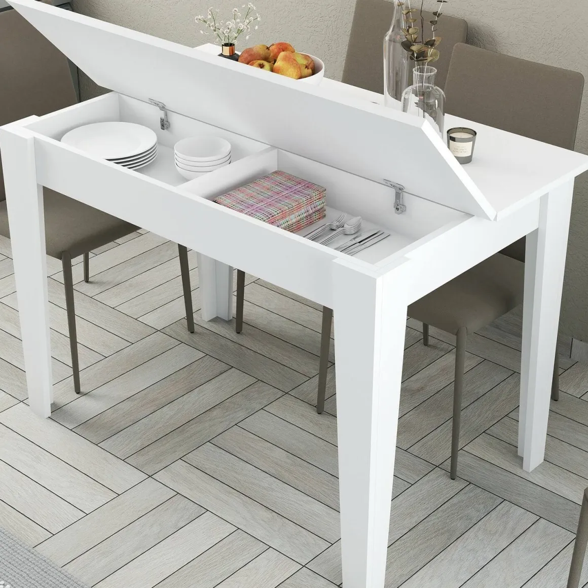 Tavoli Fissi|Cucina > Dmora Tavolo da pranzo rettangolare 6 posti 138x81cm - Alois Bianco