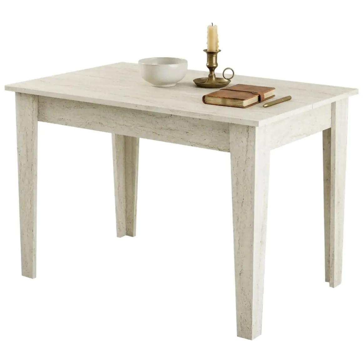 Tavolo Fisso Beige Marmo 6 Posti Forma Rettangolare 110x72x75h cm, Peso Supportato 120 kg - Zane