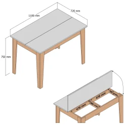 Tavolo Fisso Beige Marmo 6 Posti Forma Rettangolare 110x72x75h cm, Peso Supportato 120 kg - Zane