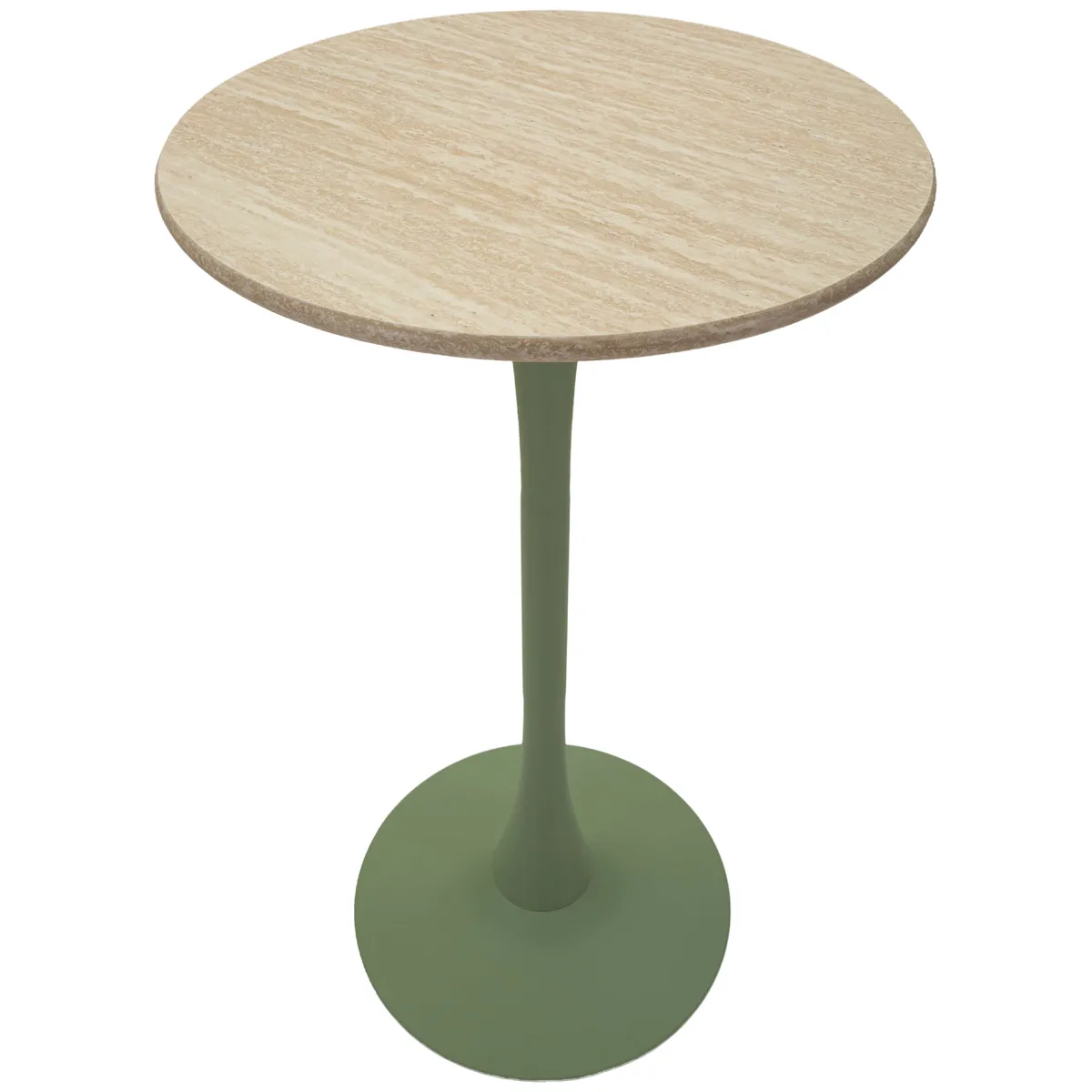 Tavoli Fissi > Dmora Tavolo Fisso Bianco Crema Verde 2 Posti Forma Rotondo 60x60x106h cm, Sfumatura Colore Struttura Crema - Leh Verde, Bianco Crema
