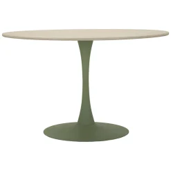 Tavolo Fisso Bianco Crema Verde 4 Posti Forma Rotondo 120x120x76h cm, Sfumatura Colore Struttura Crema - Coober