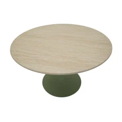 Tavolo Fisso Bianco Crema Verde 4 Posti Forma Rotondo 120x120x76h cm, Sfumatura Colore Struttura Crema - Coober