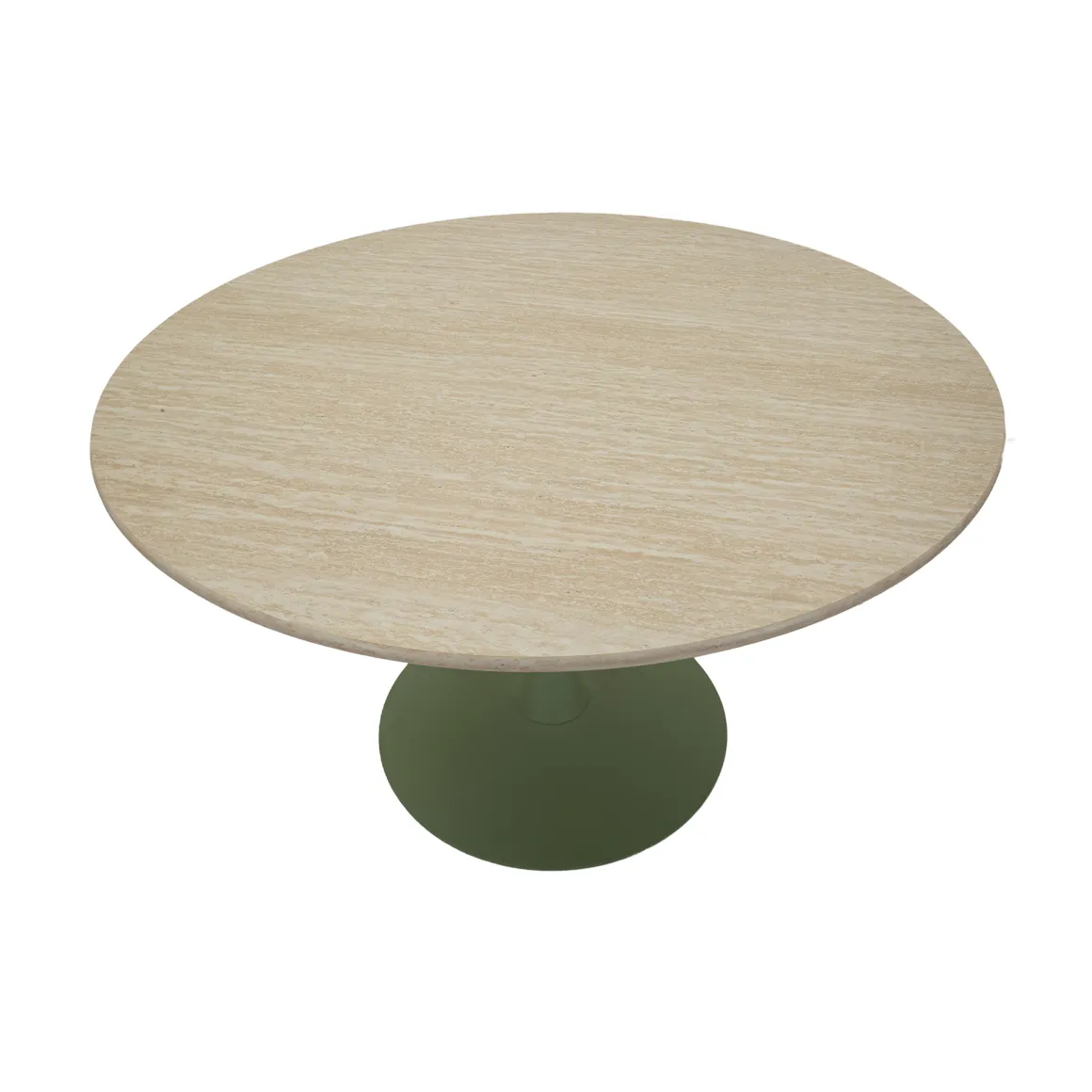 Tavolo Fisso Bianco Crema Verde 4 Posti Forma Rotondo 120x120x76h cm, Sfumatura Colore Struttura Crema - Coober
