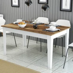 Tavoli Fissi > Dmora Tavolo Fisso Bianco Marrone Noce 6 Posti Forma Rettangolare 145x88x75h cm, Peso Supportato 120 kg - Sicura Marrone, Bianco Noce