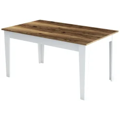 Tavoli Fissi > Dmora Tavolo Fisso Bianco Marrone Noce 6 Posti Forma Rettangolare 145x88x75h cm, Peso Supportato 120 kg - Sicura Marrone, Bianco Noce