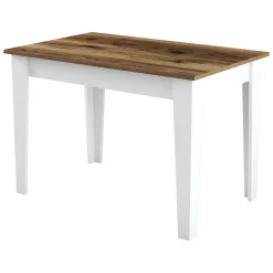 Tavolo Fisso Bianco Marrone 6 Posti Forma Rettangolare 110x72x75h cm, Peso Supportato 120 kg - Zane