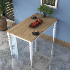 Tavolo Fisso Bianco Marrone Rovere 6 Posti Forma Rettangolare 120x70x74h cm, Peso Supportato 120 kg - Cingoli