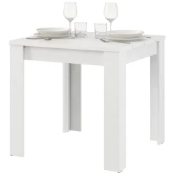 Tavoli Fissi > Dmora Tavolo Fisso 4 Posti Ripiano Effetto Dogato 80x80x76h cm, Forma Quadrato - Trosa Bianco Opaco