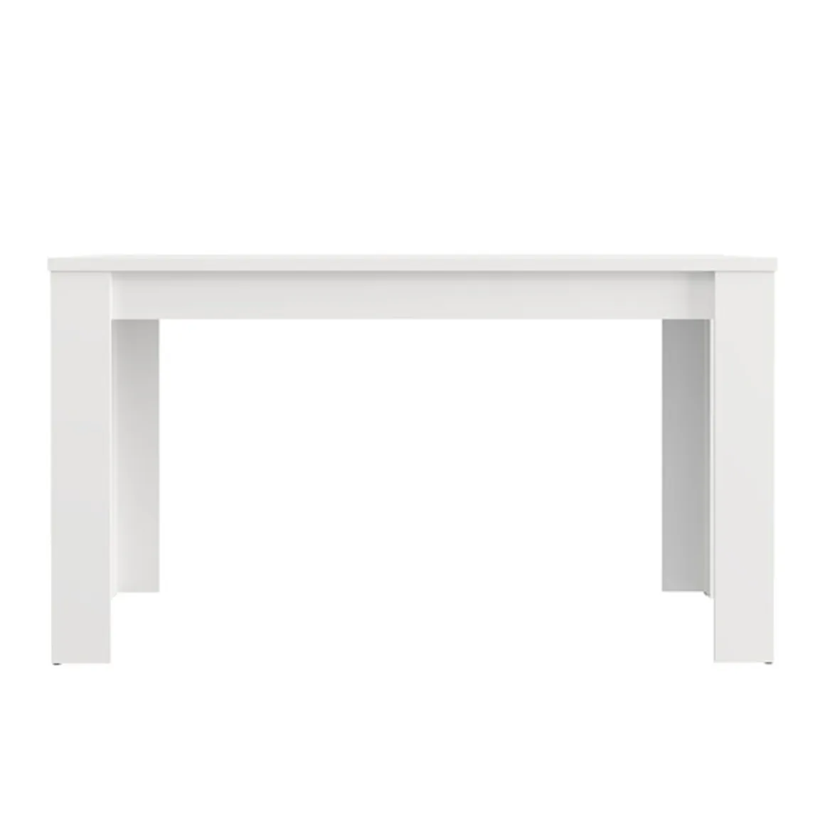 Tavolo Fisso Bianco Opaco 6 Posti Ripiano Effetto Dogato 135x80x76h cm, Forma Rettangolare - Sort