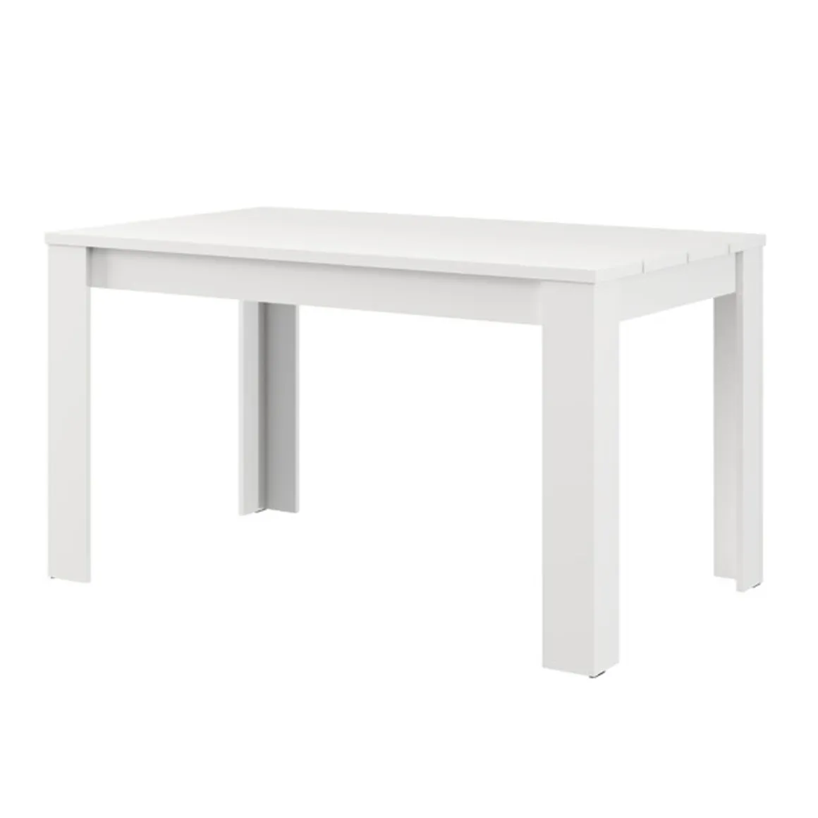 Tavolo Fisso Bianco Opaco 6 Posti Ripiano Effetto Dogato 135x80x76h cm, Forma Rettangolare - Sort
