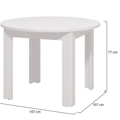 Tavolo Fisso Bianco 4 Posti Forma Rotondo 106.5x106.5x76.5h cm, Materiale Piano in Legno Nobilitato - Gorlago
