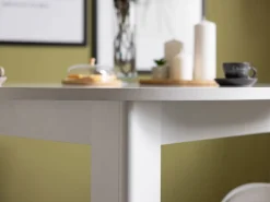 Tavolo Fisso Bianco 4 Posti Forma Rotondo 106.5x106.5x76.5h cm, Materiale Piano in Legno Nobilitato - Gorlago