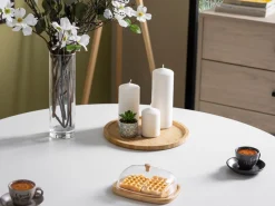 Tavolo Fisso Bianco 4 Posti Forma Rotondo 106.5x106.5x76.5h cm, Materiale Piano in Legno Nobilitato - Gorlago