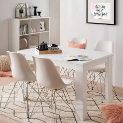 Tavoli Fissi > Dmora Tavolo Fisso 6 Posti Forma Rettangolare 145x88x75h cm, Peso Supportato 120 kg - Viverone Bianco