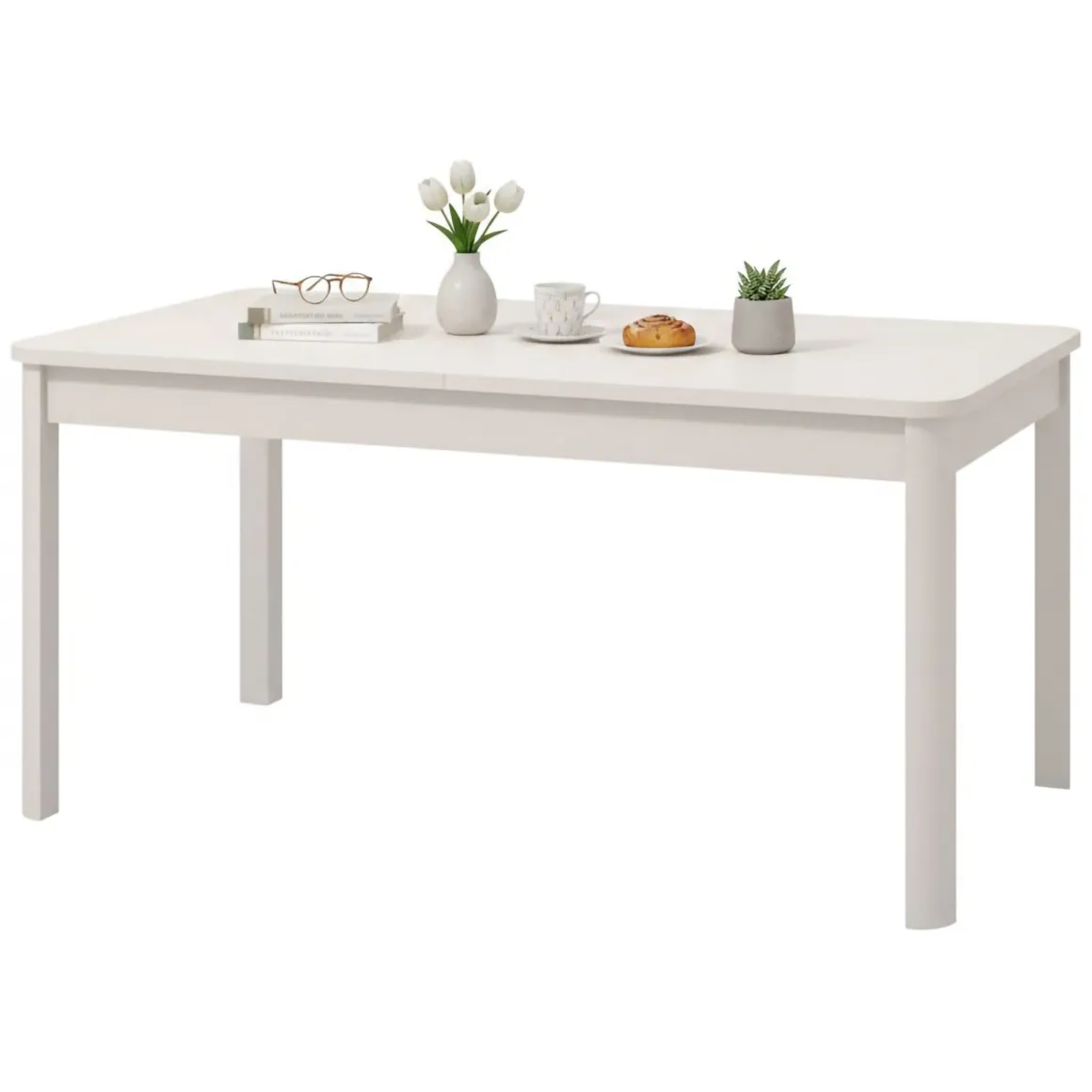 Tavolo Fisso Bianco 6 Posti Forma Rettangolare 160x90.5x76.5h cm, Materiale Piano in Legno Nobilitato - Tonara