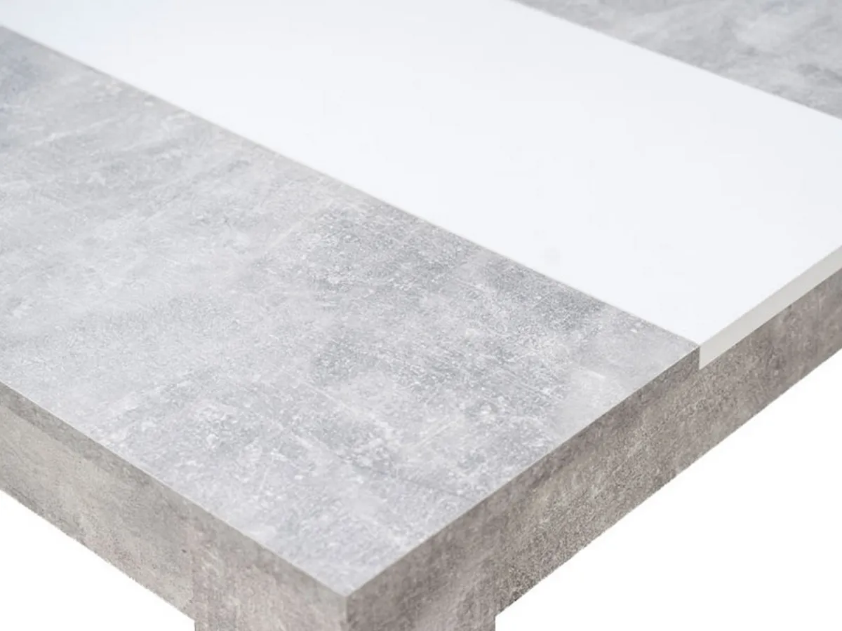 Tavoli Fissi > Dmora Tavolo Fisso Grigio Cemento Bianco 6 Posti Forma Rettangolare 135x80.5x74.5h cm, Colore Struttura Bianco - Simala Bianco, Grigio Cemento