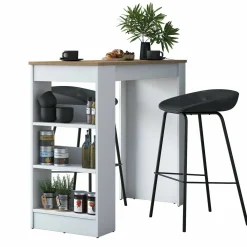 Tavoli Fissi|Cucina > Dmora Tavolo Fisso Marrone Noce Bianco 2 Posti 120x50x100h cm, Forma Rettangolare - Assan Bianco, Marrone Noce