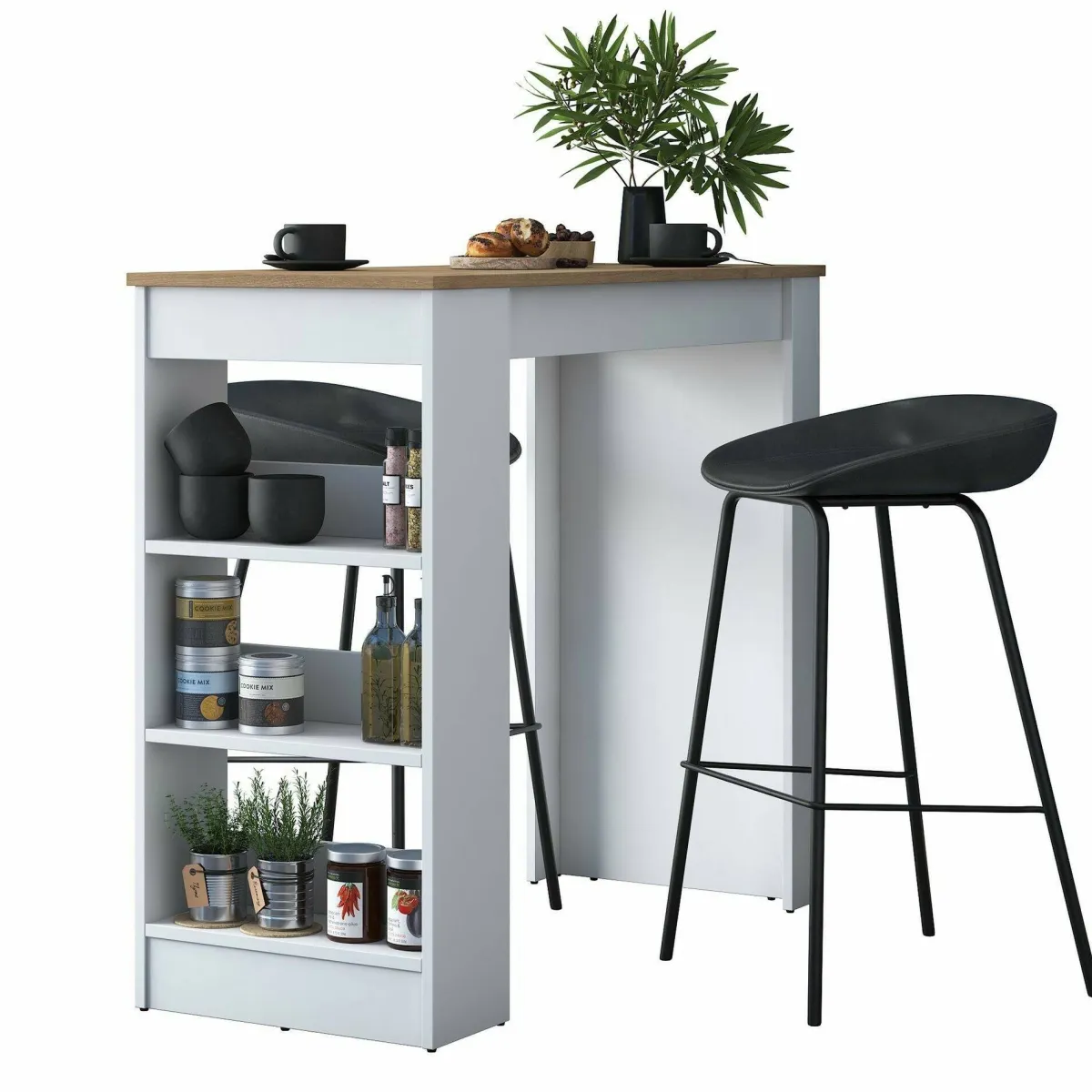 Tavoli Fissi|Cucina > Dmora Tavolo Fisso Marrone Noce Bianco 2 Posti 120x50x100h cm, Forma Rettangolare - Assan Bianco, Marrone Noce