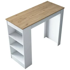 Tavoli Fissi|Cucina > Dmora Tavolo Fisso Marrone Noce Bianco 2 Posti 120x50x100h cm, Forma Rettangolare - Assan Bianco, Marrone Noce