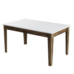 Tavoli Fissi > Dmora Tavolo Fisso Marrone Noce Bianco Crema 6 Posti Forma Rettangolare 110x72x75h cm, Peso Supportato 120 kg - Zane Bianco Crema, Marrone Noce