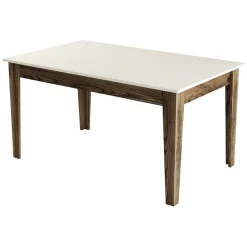 Tavoli Fissi > Dmora Tavolo Fisso Marrone Noce Bianco Marmo 6 Posti Forma Rettangolare 110x72x75h cm, Peso Supportato 120 kg - Madone Bianco Marmo, Marrone Noce