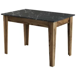 Tavolo Fisso Marrone Noce Nero Marmo 6 Posti Forma Rettangolare 110x72x75h cm, Peso Supportato 120 kg - Zane