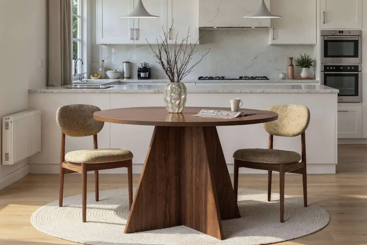 Tavoli Fissi > Dmora Tavolo Fisso 4 Posti Forma Rotondo 120x120x75h cm, Peso Supportato 60 kg - Racale Marrone Noce