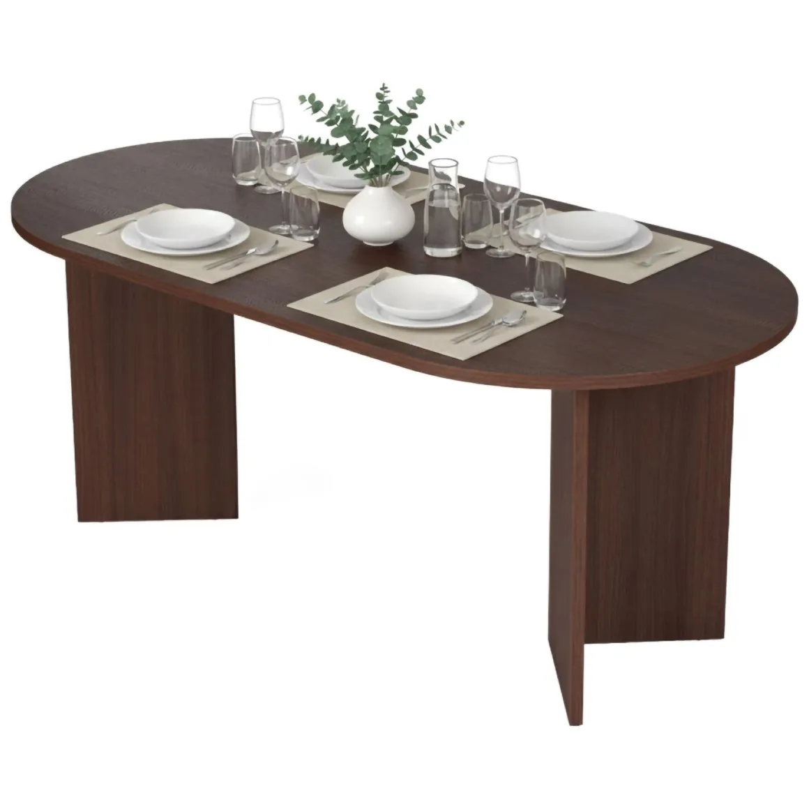 Tavoli Fissi > Dmora Tavolo Fisso 6 Posti Forma Rettangolare 110x72x75h cm, Peso Supportato 120 kg - Fosciana Marrone Noce