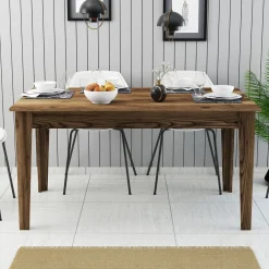 Tavoli Fissi > Dmora Tavolo Fisso 6 Posti Forma Rettangolare 160x80x75h cm, Peso Supportato 120 kg - Pretoro Marrone Noce