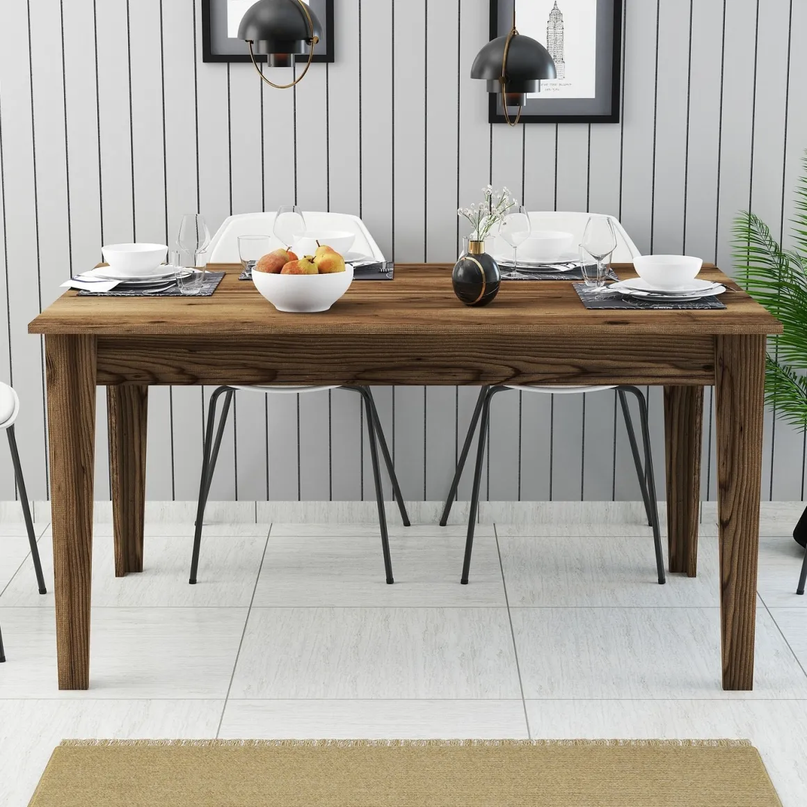 Tavoli Fissi > Dmora Tavolo Fisso 6 Posti Forma Rettangolare 160x80x75h cm, Peso Supportato 120 kg - Pretoro Marrone Noce