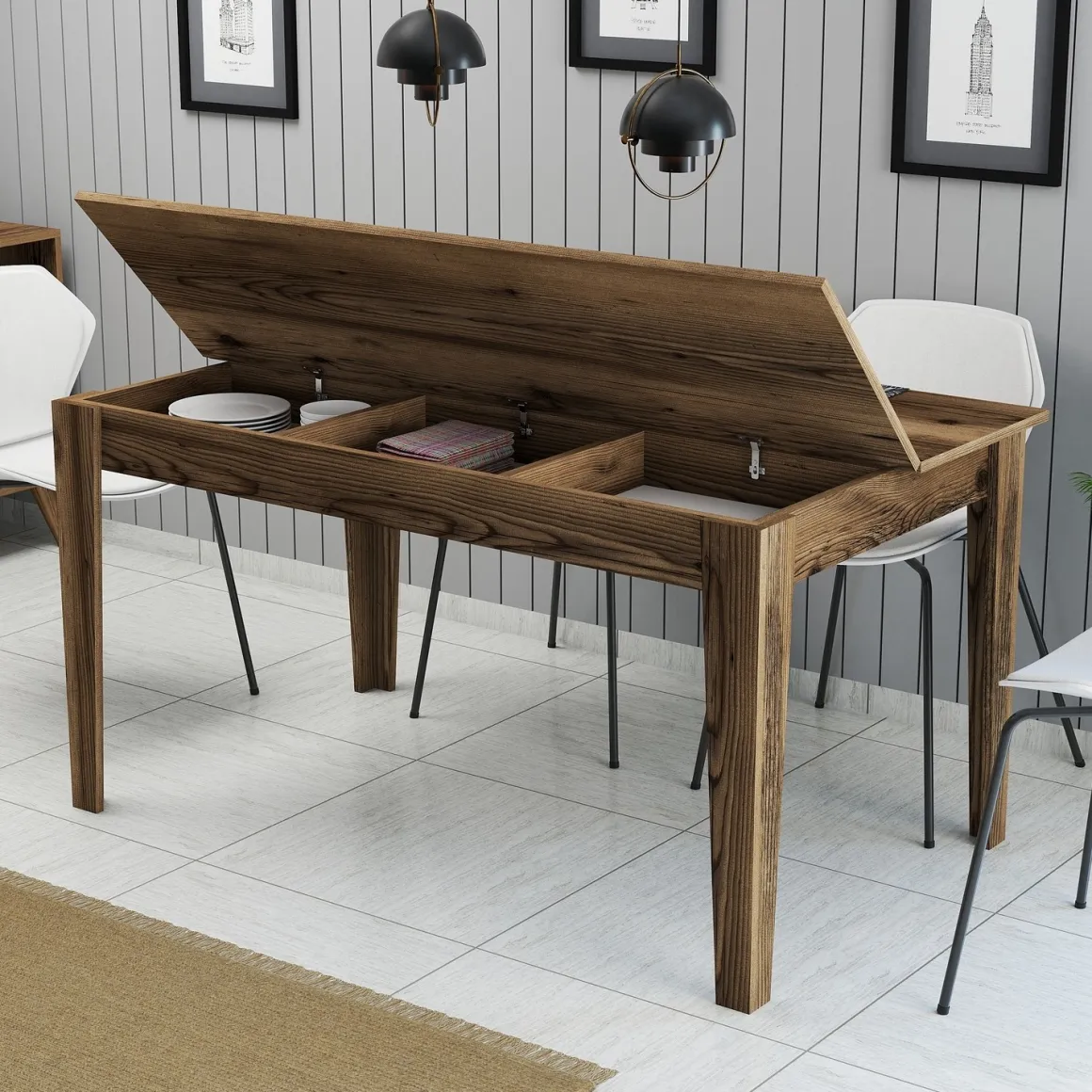 Tavoli Fissi > Dmora Tavolo Fisso 6 Posti Forma Rettangolare 160x80x75h cm, Peso Supportato 120 kg - Pretoro Marrone Noce