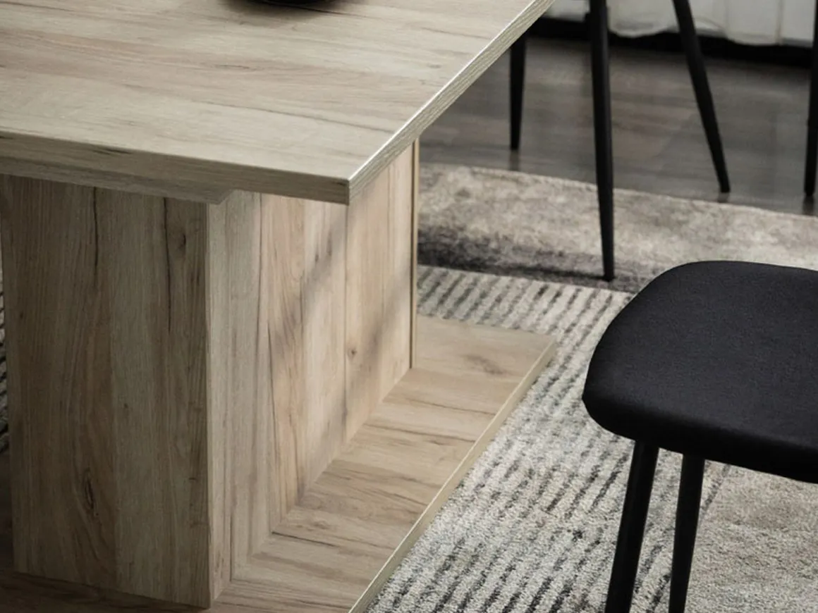 Tavolo Fisso Marrone Noce 6 Posti Forma Rettangolare 160x91.5x76h cm, Materiale Piano in Legno Nobilitato - Siano