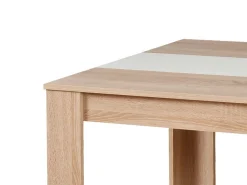 Tavoli Fissi > Dmora Tavolo Fisso Marrone Rovere Bianco 6 Posti Forma Rettangolare 135x80.5x74.5h cm, Colore Struttura Bianco - Simala Bianco, Marrone Rovere