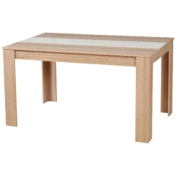 Tavoli Fissi > Dmora Tavolo Fisso Marrone Rovere Bianco 6 Posti Forma Rettangolare 135x80.5x74.5h cm, Colore Struttura Bianco - Simala Bianco, Marrone Rovere